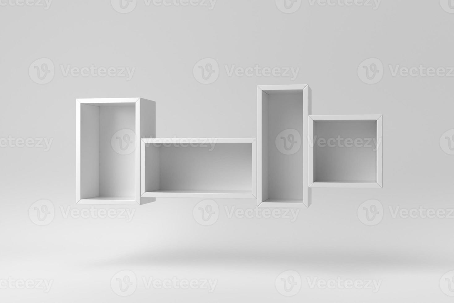 estante de pared sobre fondo blanco. plantilla de diseño, maqueta. procesamiento 3d foto