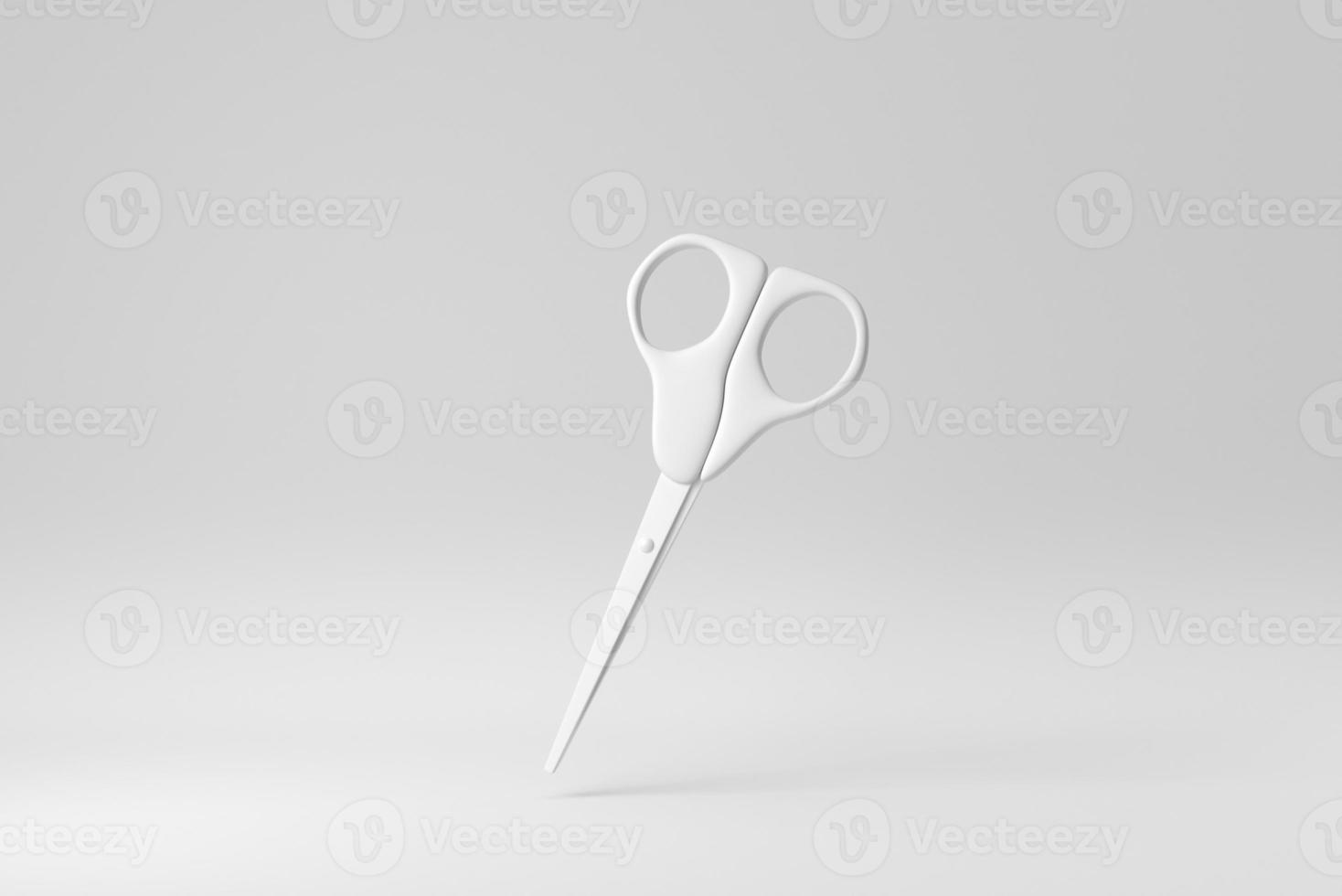 Scissors on white background. Paper minimal concept. 3D render. photo