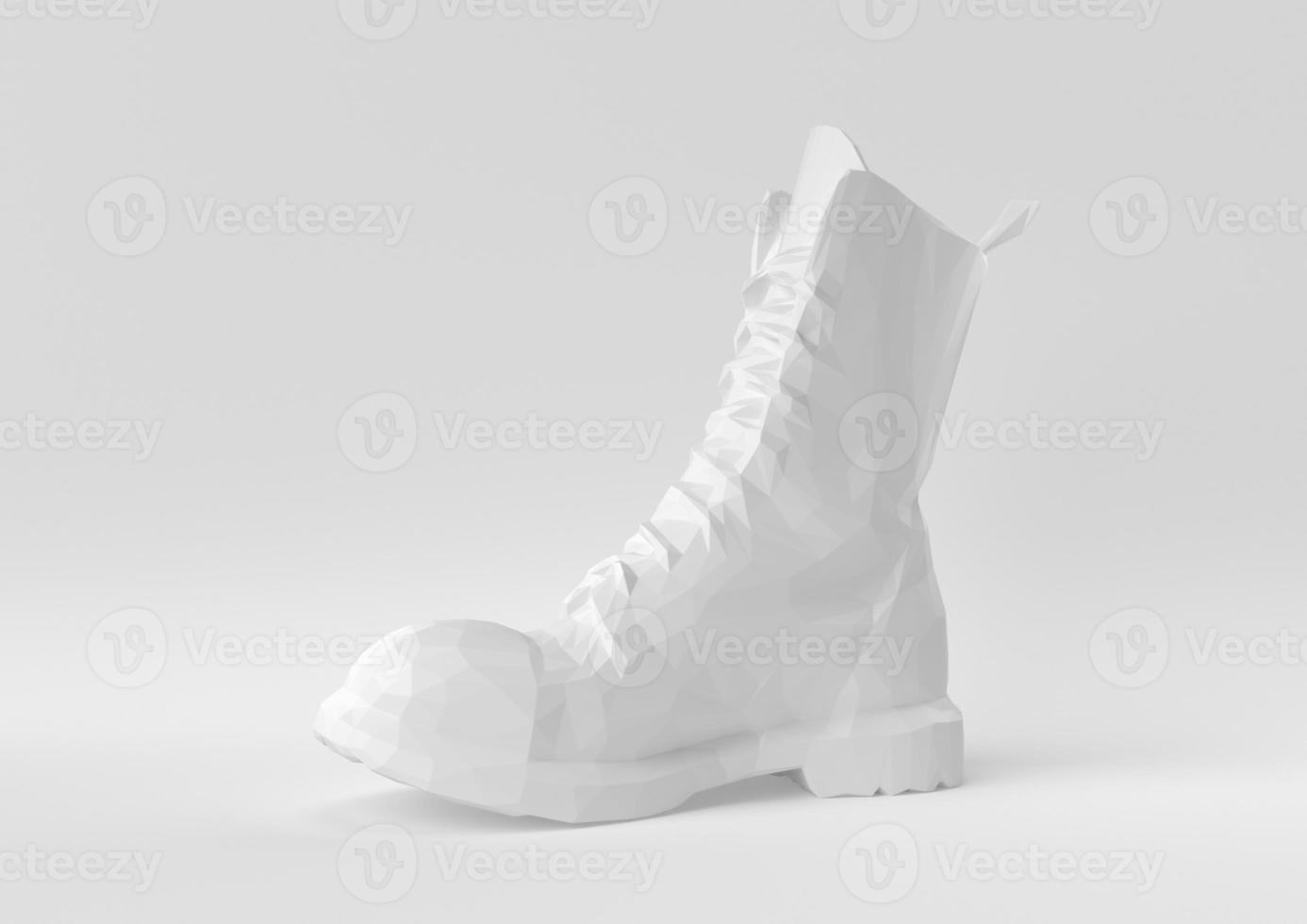 White shoe floating in white background. minimal concept idea creative. origami style. 3D render. photo