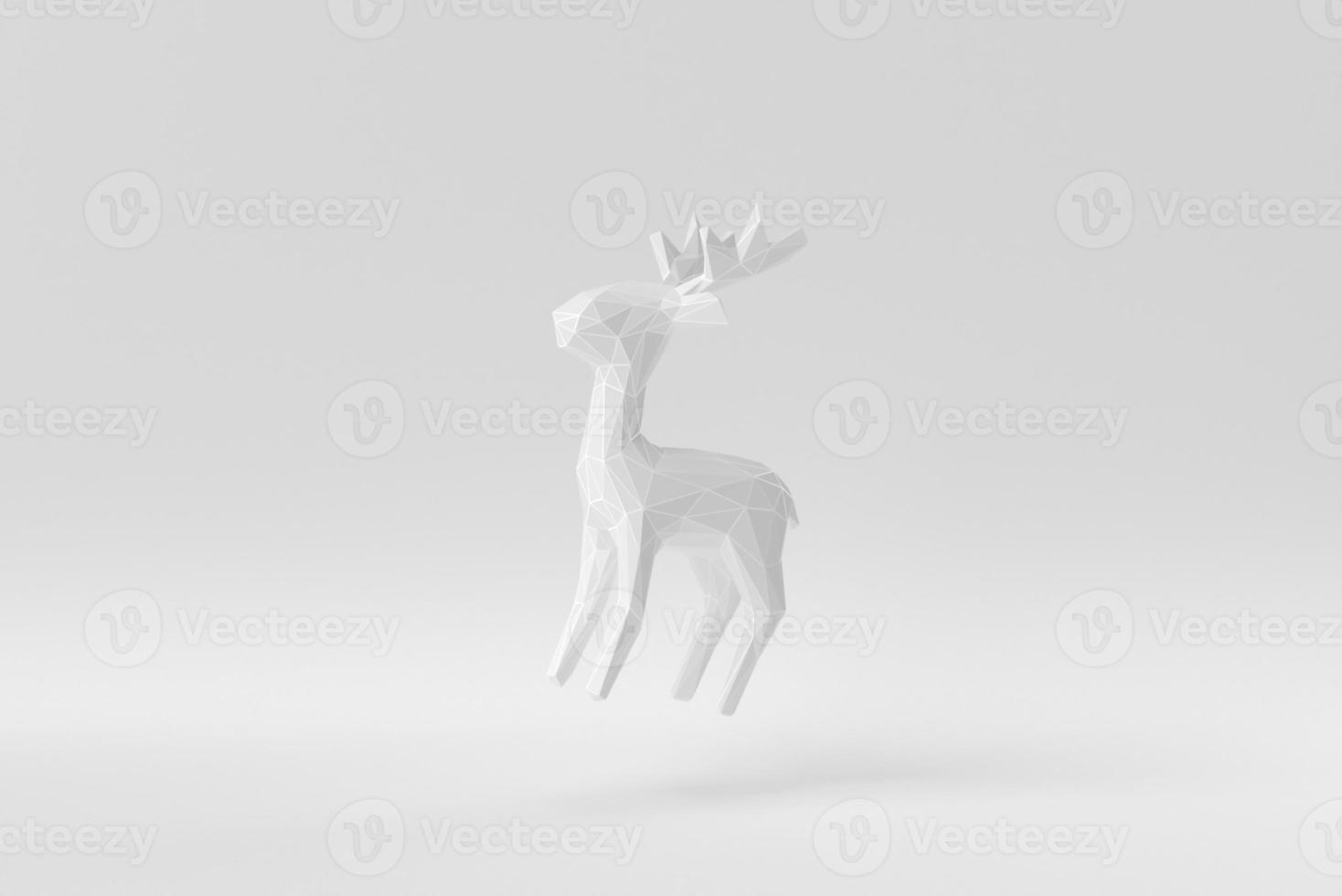 White deer on a white background. Abstract polygonal minimal concept. monochrome. 3D render. photo