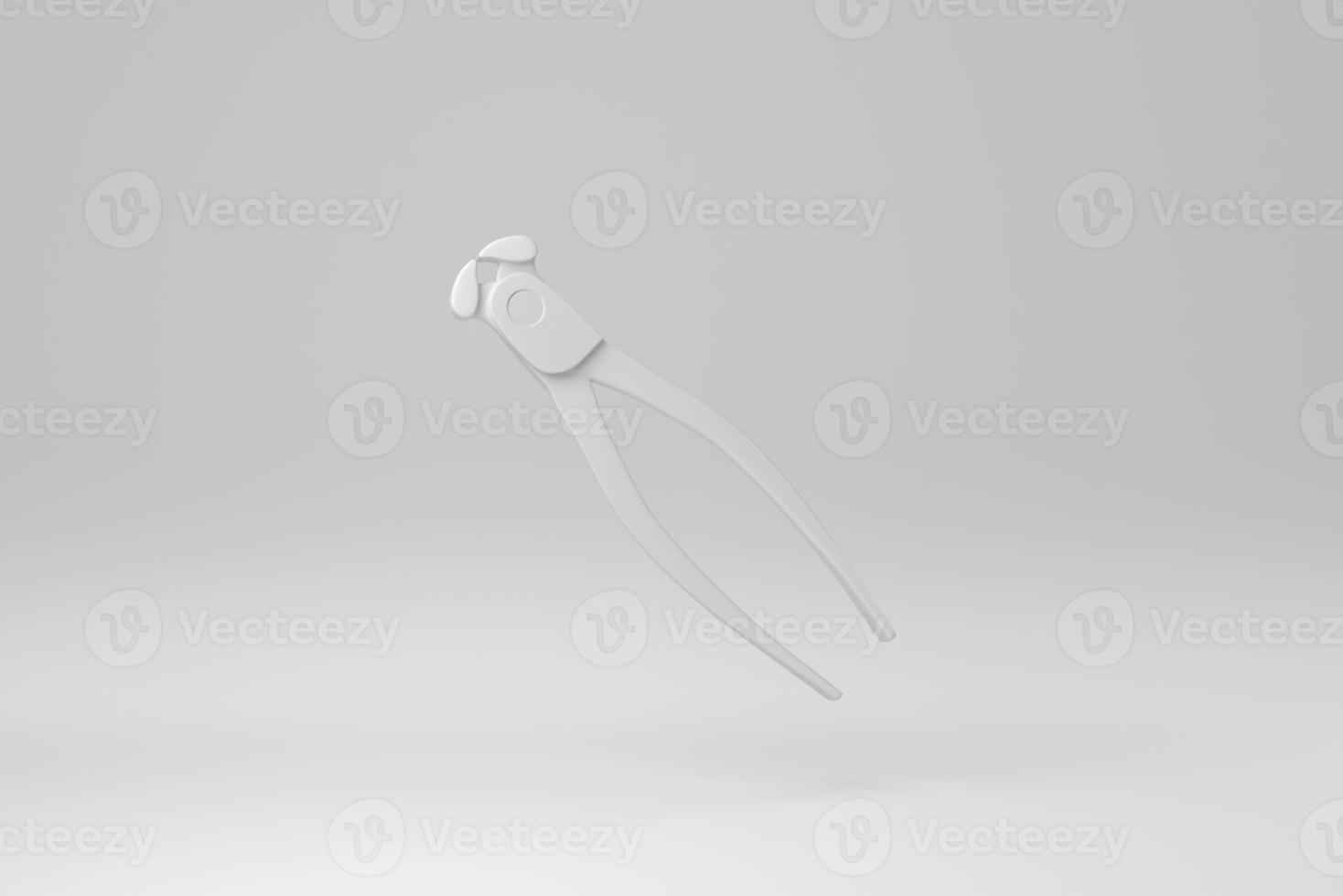 rusty tool to remove nails. nail clipper isolated on white background. minimal concept. monochrome. 3D render. photo