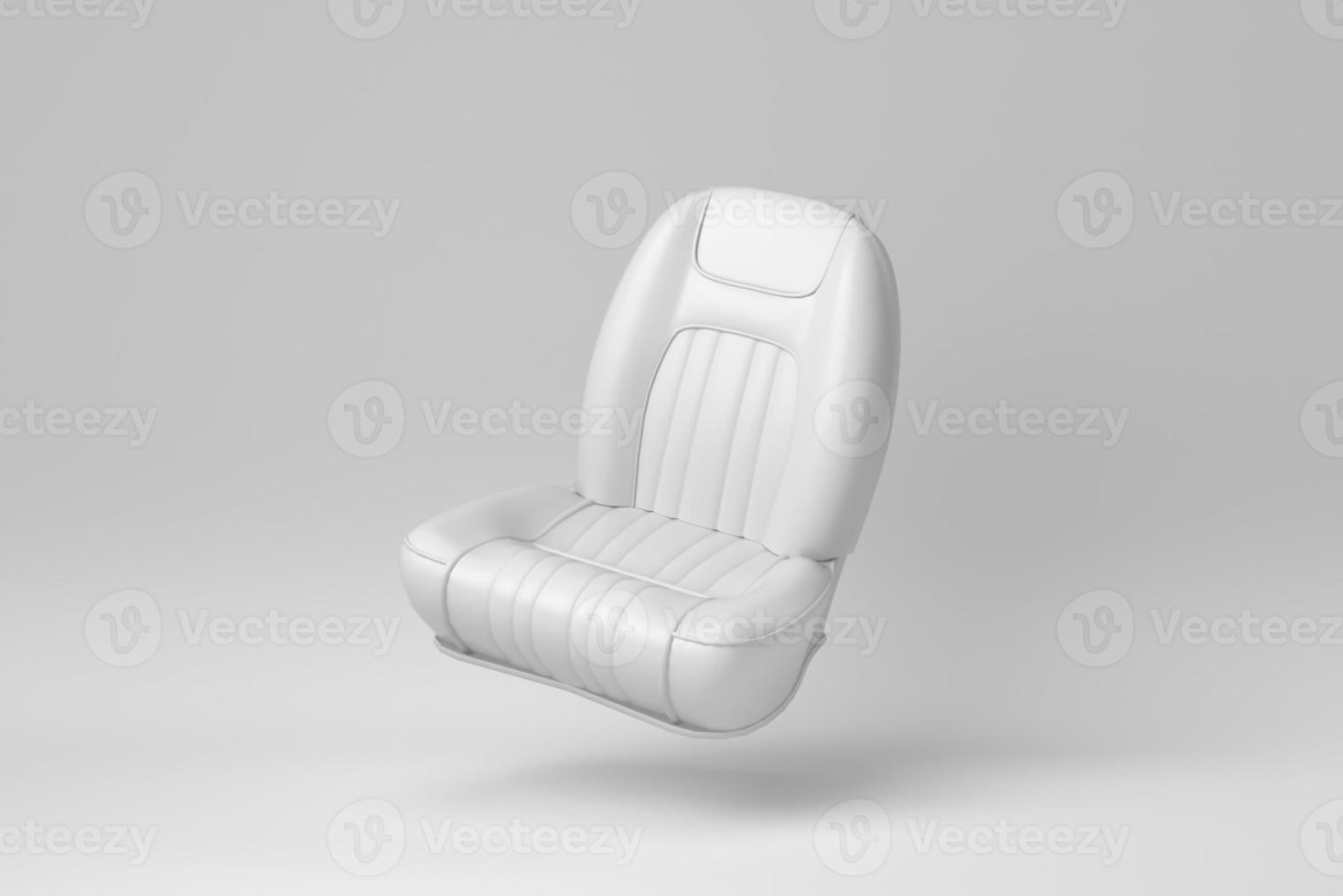 asiento de coche aislado sobre fondo blanco. concepto mínimo. monocromo. procesamiento 3d foto