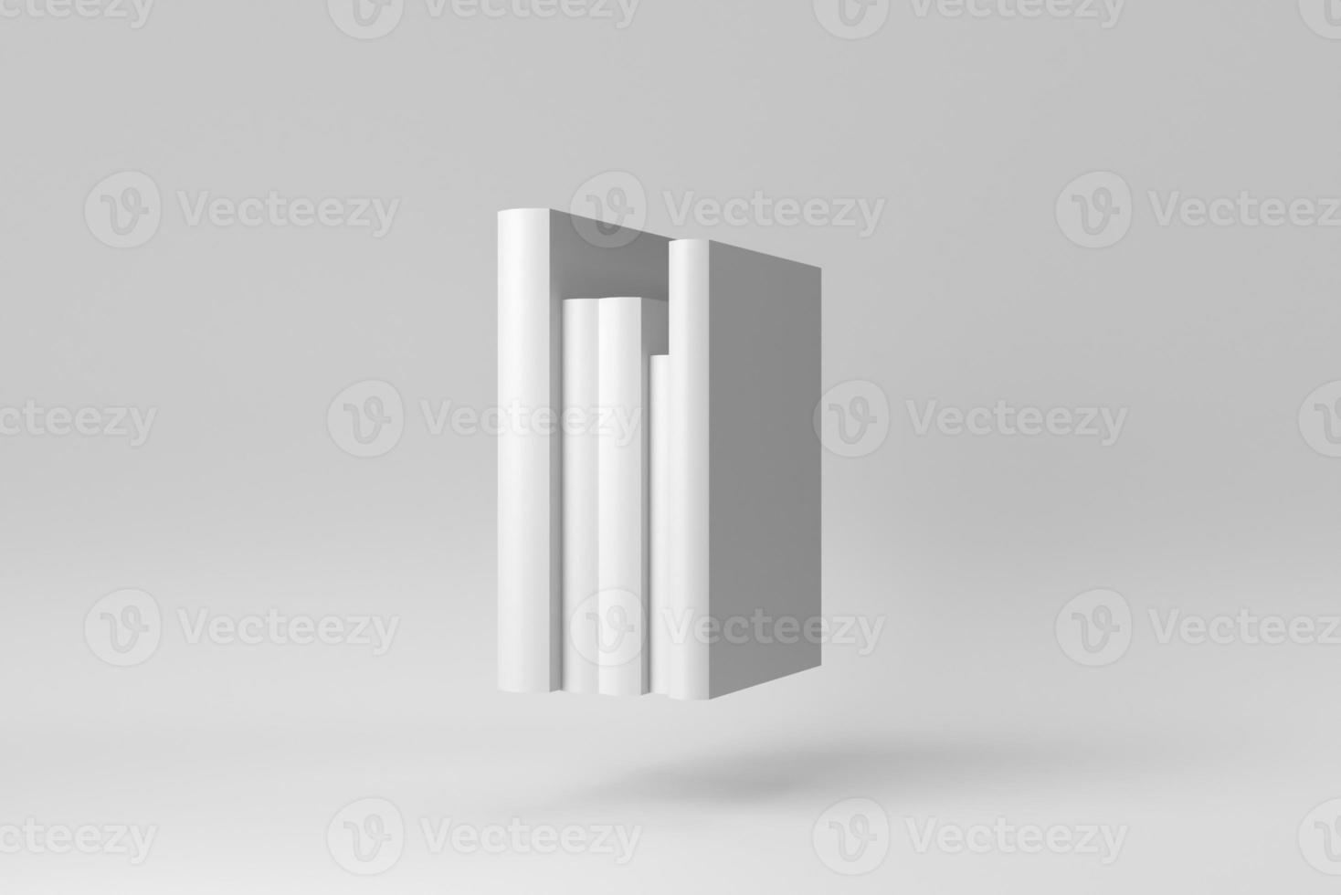 Stack of books on white background. for mockup scene. 3D render. photo