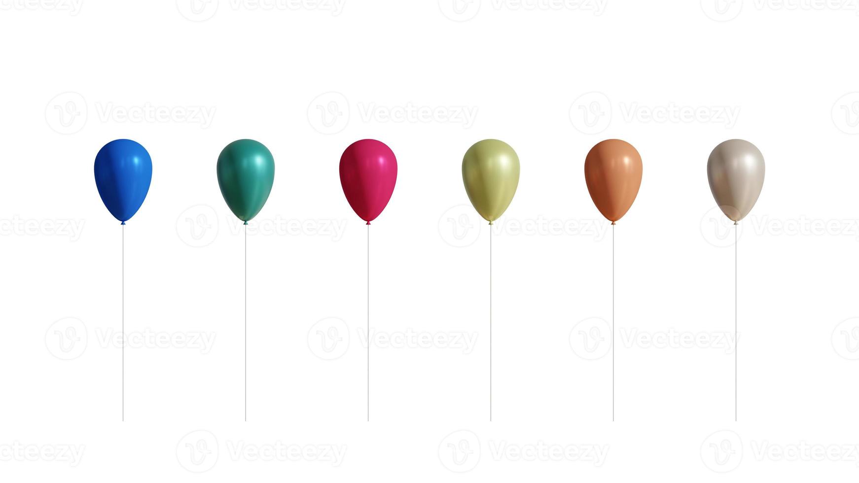 conjunto de globos de colores aislado sobre fondo blanco. foto