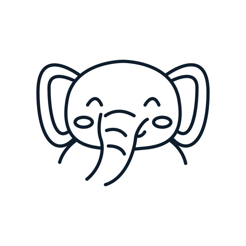 elefante cabeza sonrisa linda caricatura línea logo vector ilustración