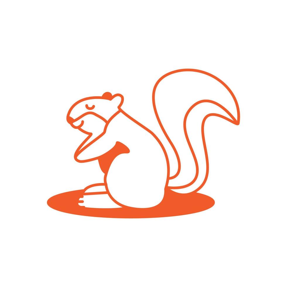 squirrel line cute cartoon smile logo icon vector illustration