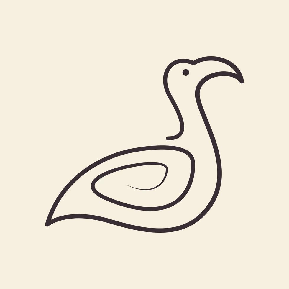 línea continua pájaro cisne logotipo símbolo icono vector gráfico diseño ilustración idea creativa