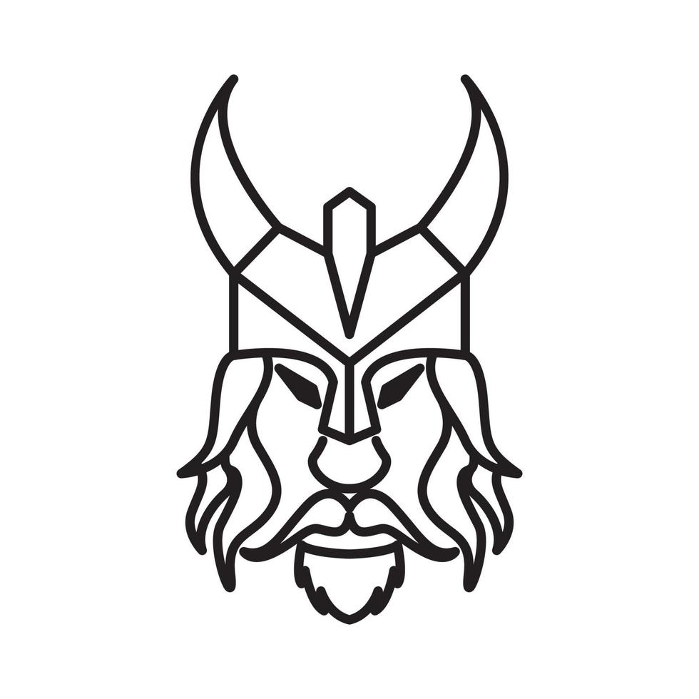 línea cara hombre barba viking logo diseño vector gráfico símbolo icono signo ilustración creativa idea