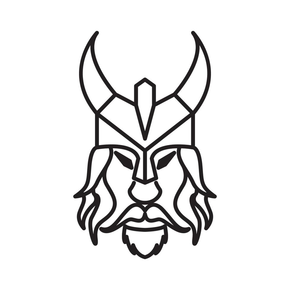 line face man beard viking logo design vector graphic symbol icon sign illustration creative idea