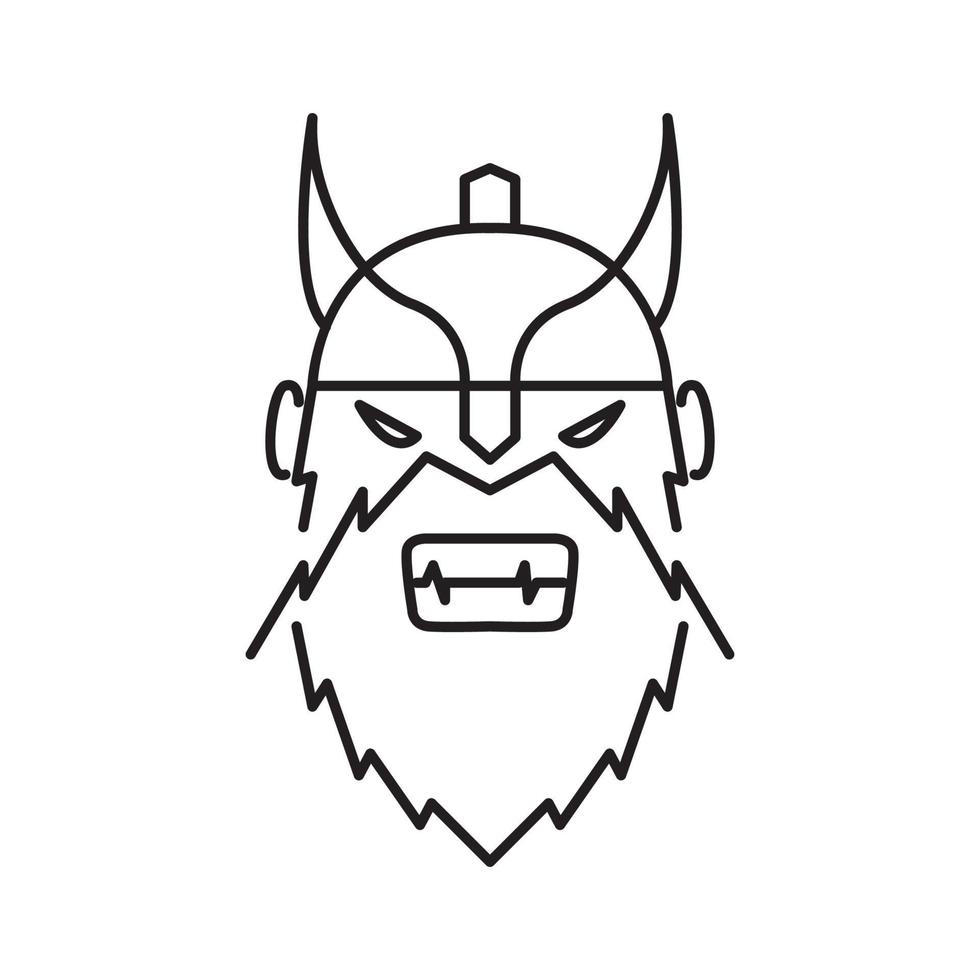 line face man beard viking angry logo design vector graphic symbol icon sign illustration creative idea