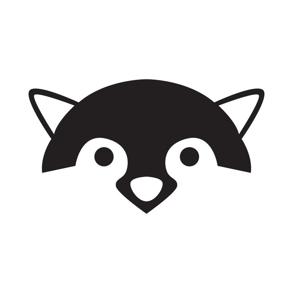 flat cute face raccoon logo design vector graphic symbol icon sign illustration creative idea