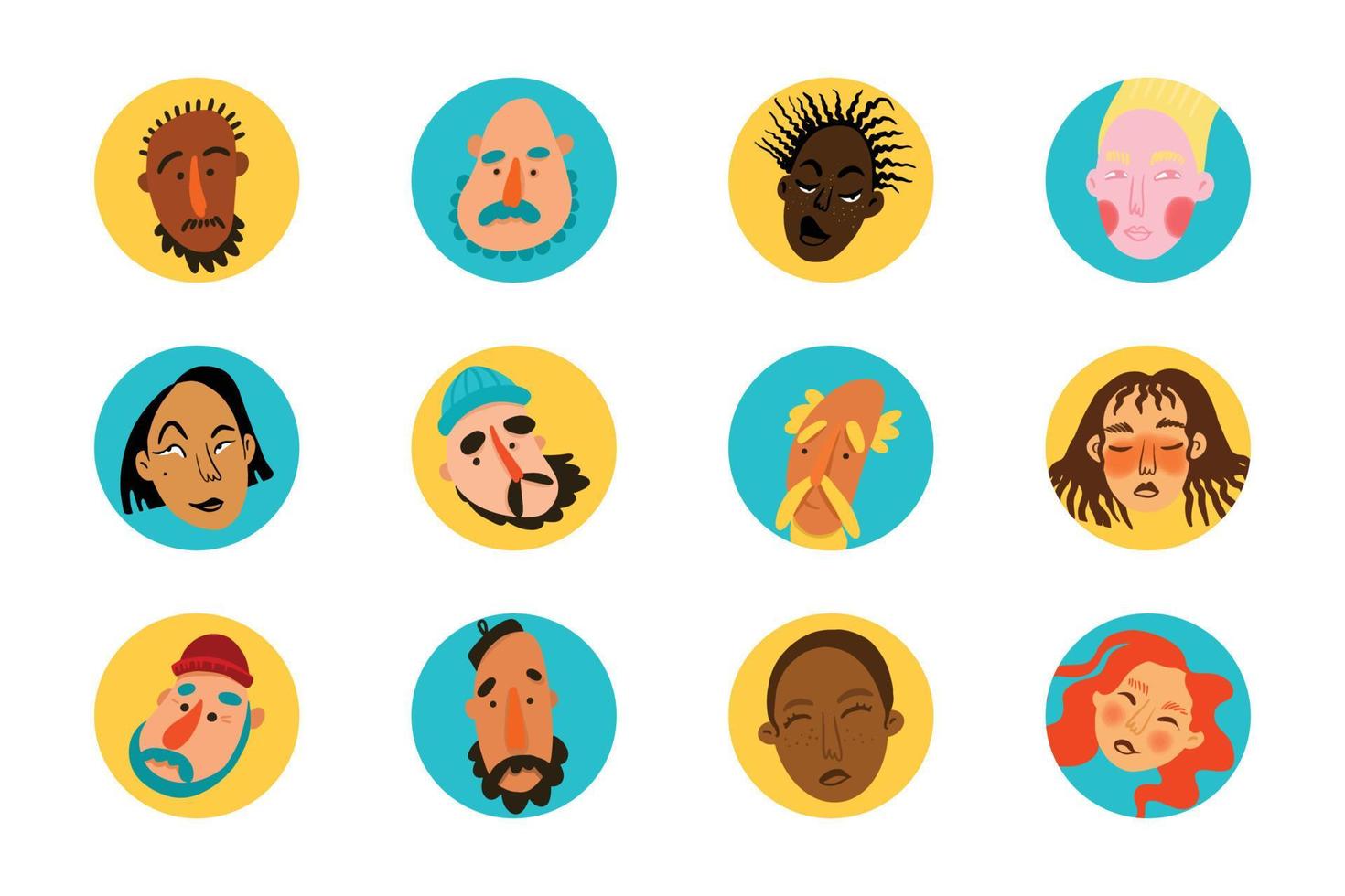 People avatar set. Different men and women characters collection vector