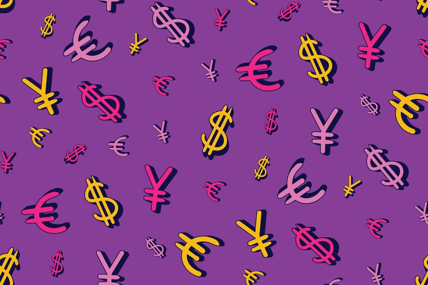 Seamless pattern with world currencies dollar, euro and yen vector