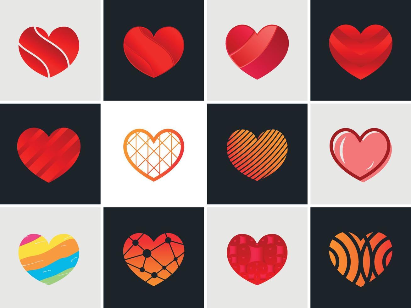 logotipos y símbolos del corazón del amor con el vector