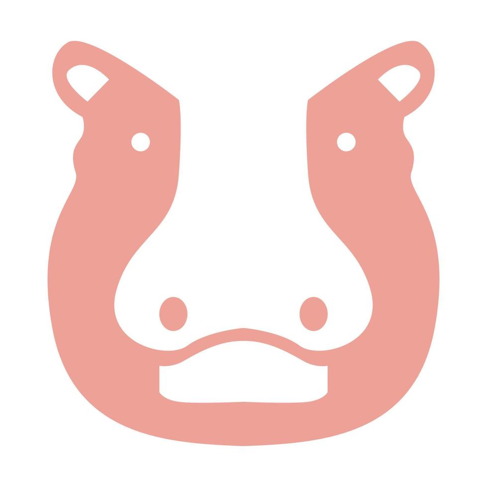 isolated face pink hippo logo design vector graphic symbol icon sign illustration creative idea