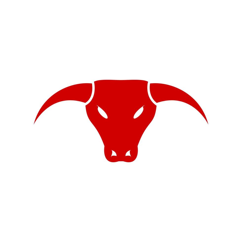 Angry face bull red with horn logo design icon mascot vintage vector