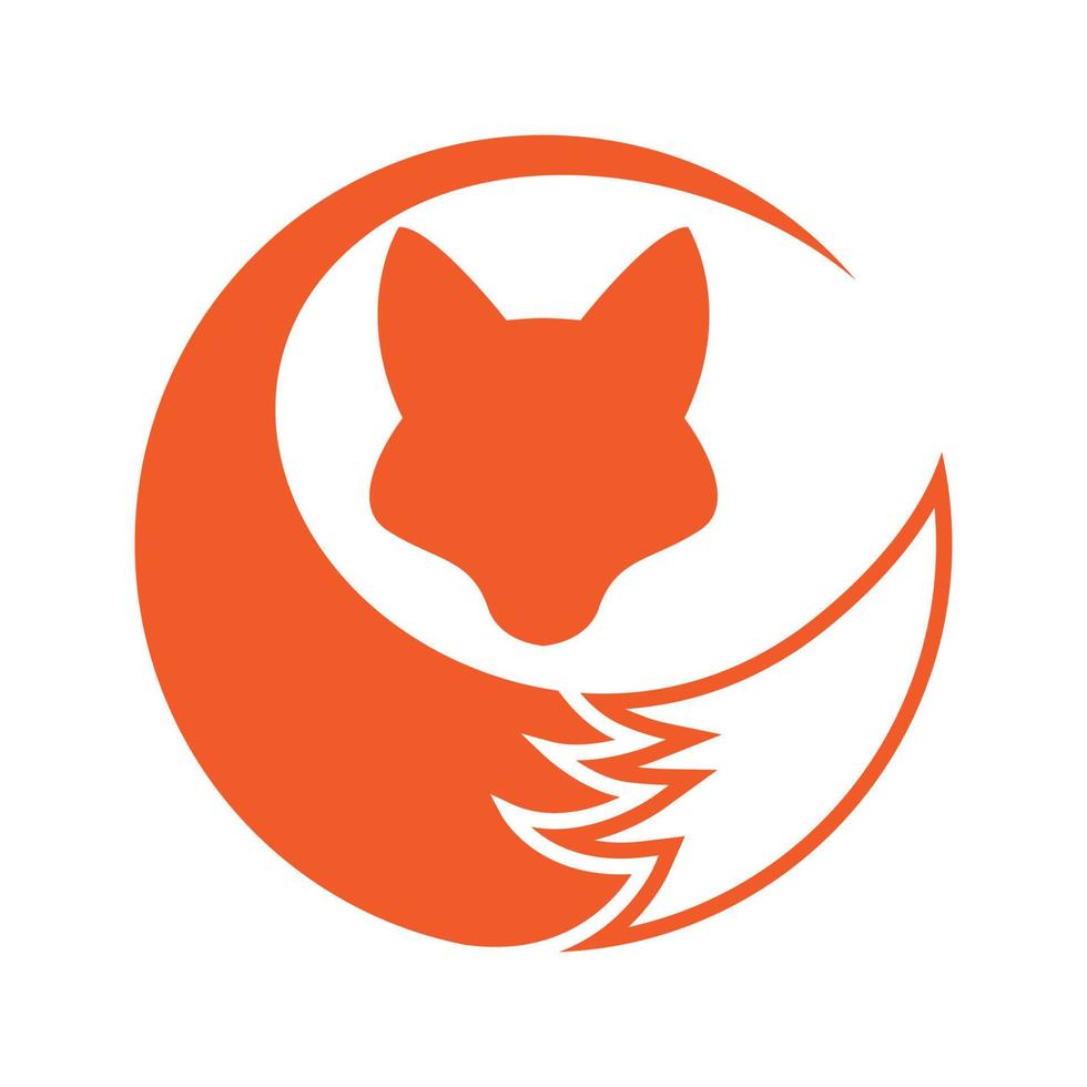 fox head with tail modern logo symbol icon vector graphic design