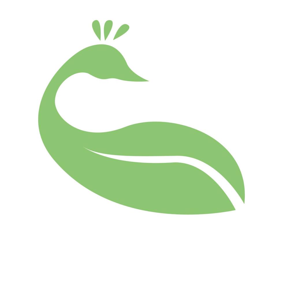 pavo real con hoja verde diseño de logotipo símbolo gráfico vectorial icono signo ilustración idea creativa vector