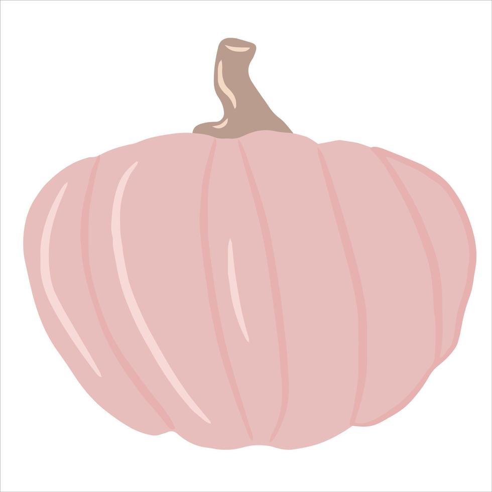 Cute colored pumpkin, unusual pumpkin, single illustration on an isolated white background, autumn pumpkin, autumn vegetable. Cartoon illustration, modern design. Halloween pumpkin. Vector, Print vector