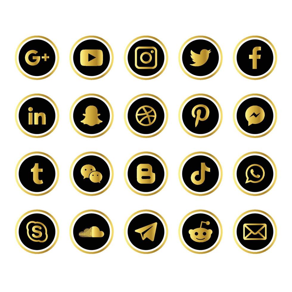 iconos redondos de redes sociales vector