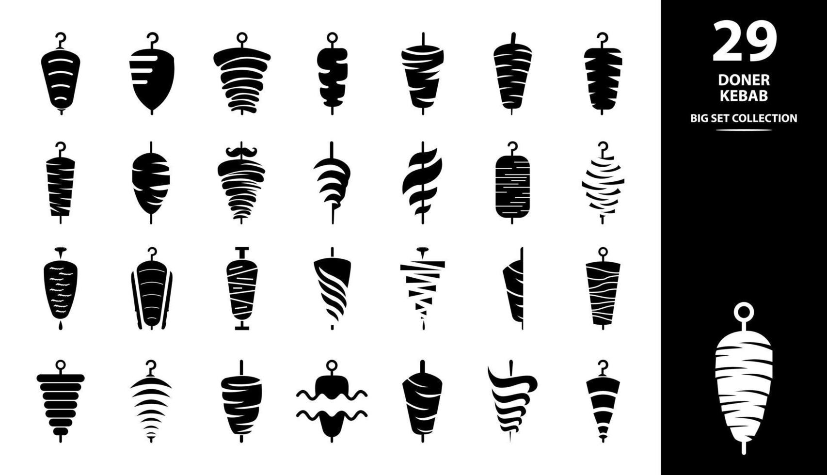 Doner Kebab big set collection. vector