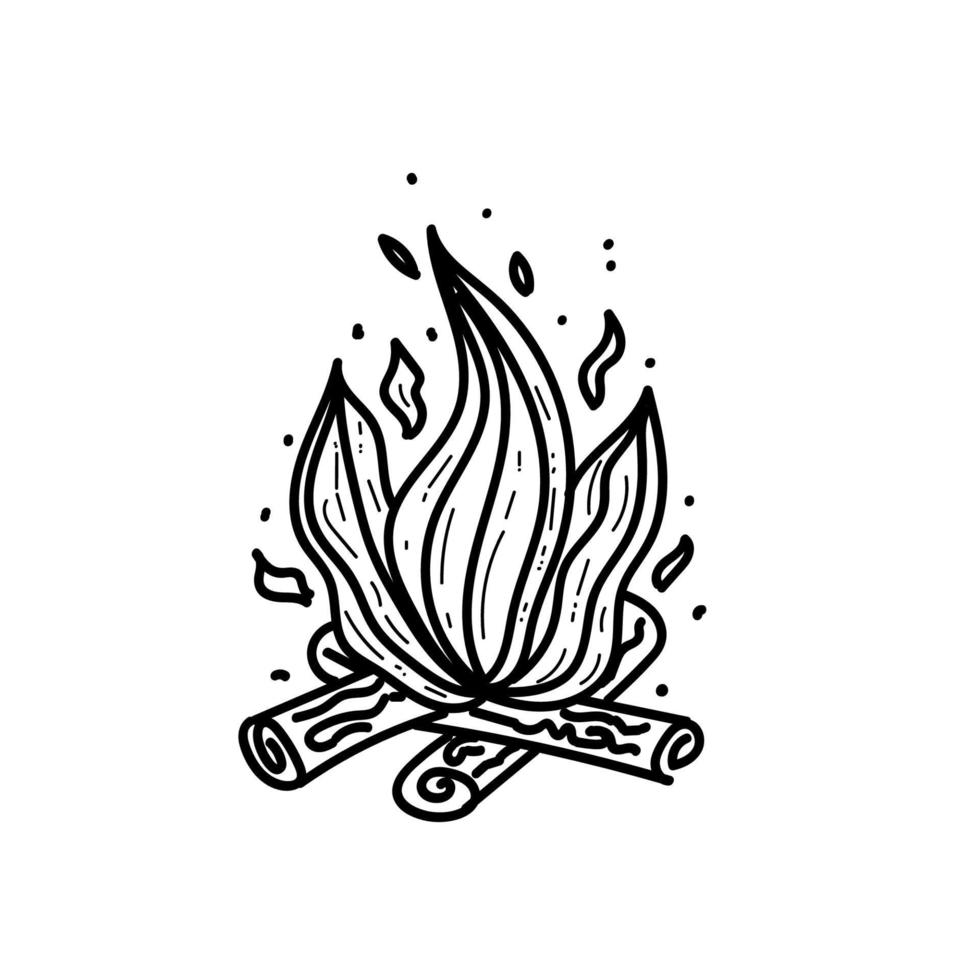 Campfire hand drawn outline doodle icon. Fireplace vector sketch illustration for print, web, mobile and infographics isolated on white background.