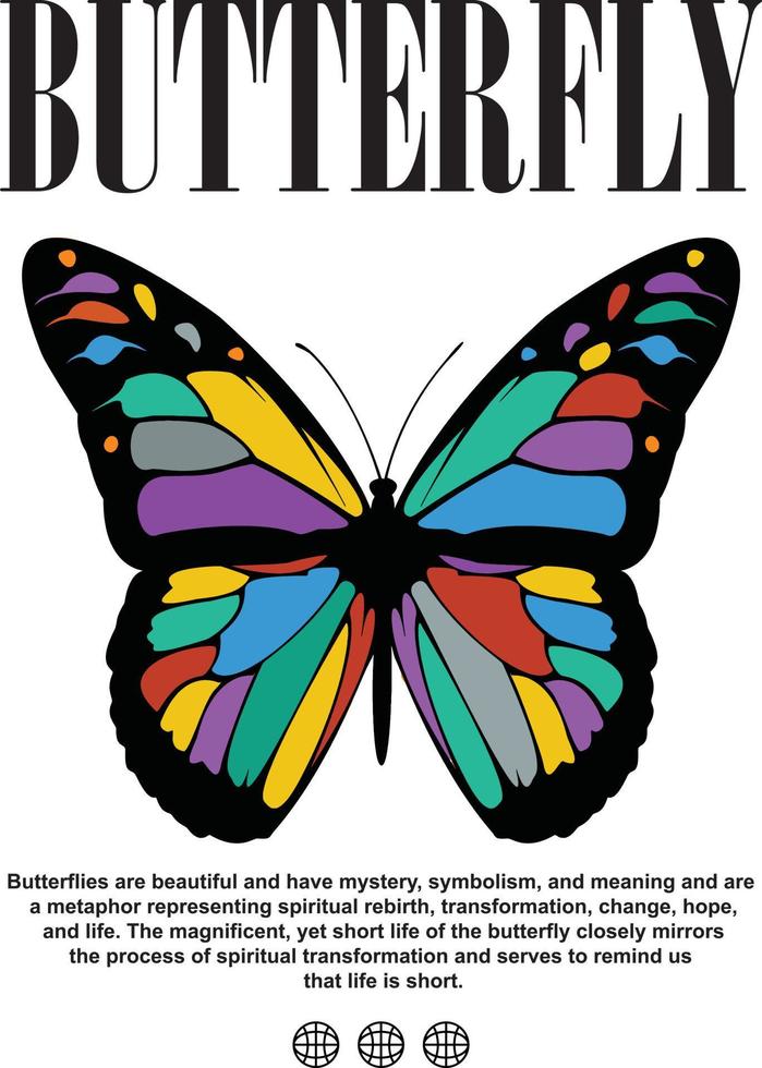 Butterfly T shirt Design Ready to Print. vector