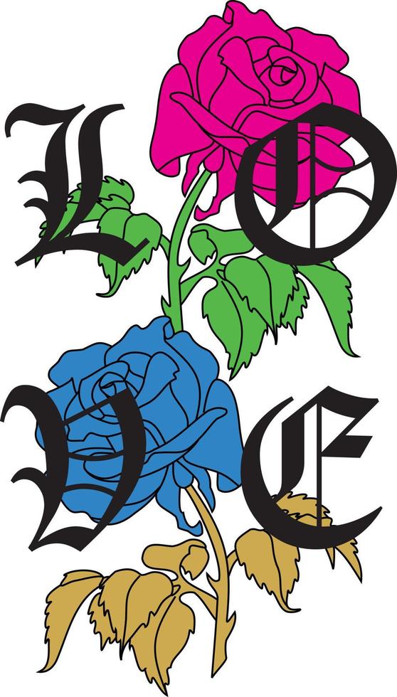 Love Rose T shirt design ready to print. vector