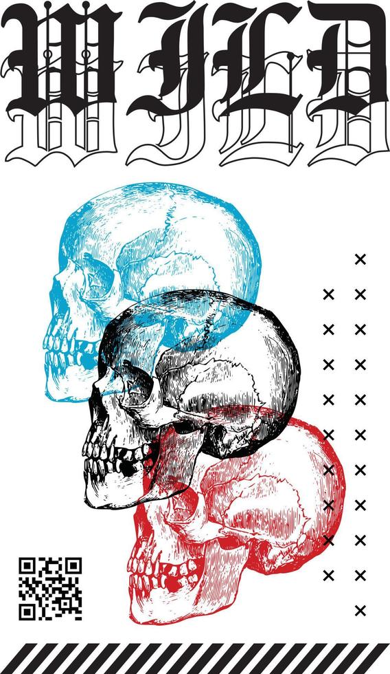 Skull T shirt design ready to print vector