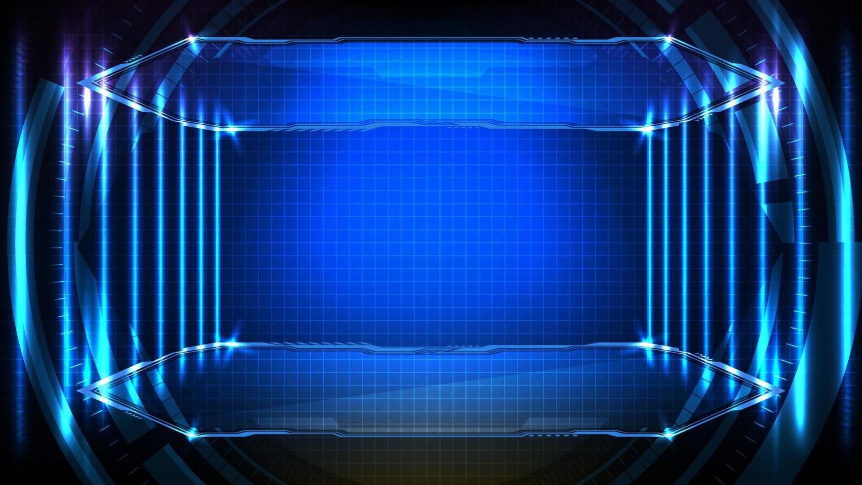 Abstract futuristic background of blue glowing sci fi technology hud ui frame and circuit line vector