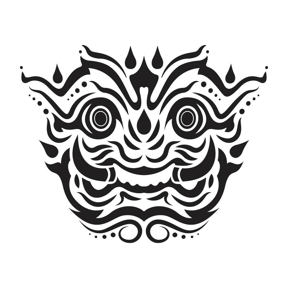 Giant face tattoo in Thai style vector