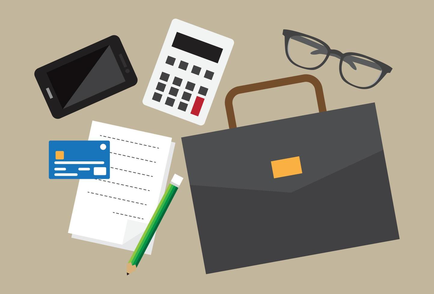 The equipment on the businessman's desk vector