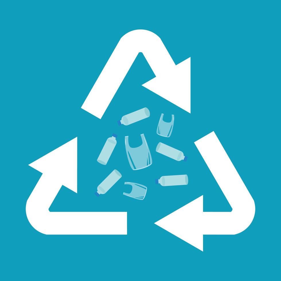 Plastic pollution and recycling vector