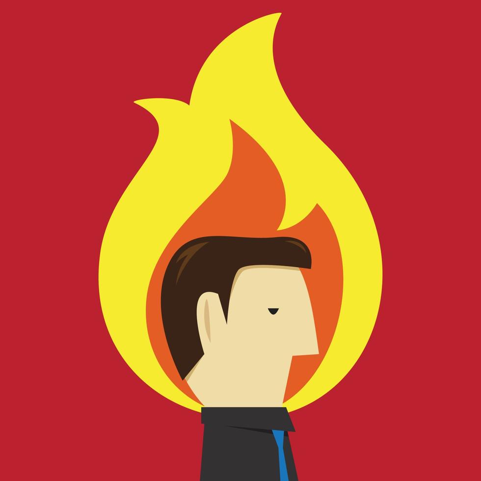 Angry until his head was on fire vector