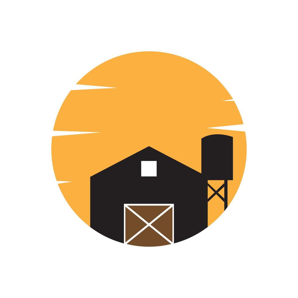 vintage warehouse with sunset logo symbol icon vector graphic design illustration idea creative