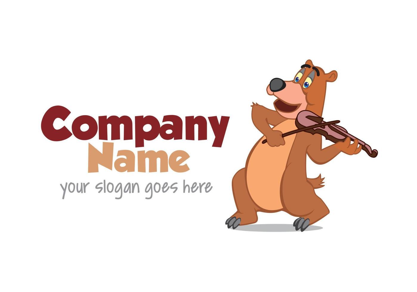 grizzly bear playing violin mascot character funny illustration vector