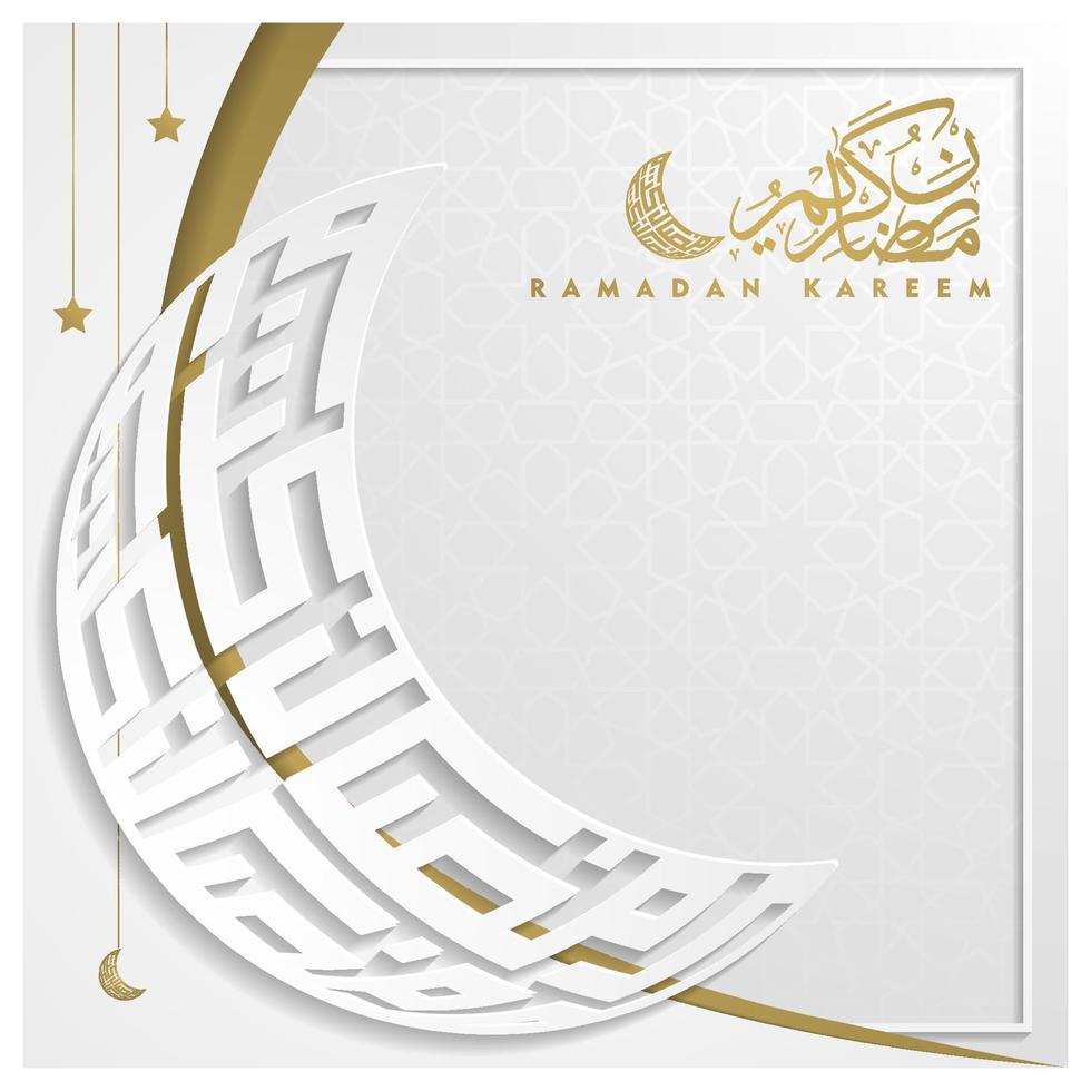 ramadan kareem tarjeta de saludo diseño vectorial de patrón floral islámico con hermosa caligrafía árabe y linterna para fondo, pancarta, papel tapiz, portada, volante, decoración y brosur vector