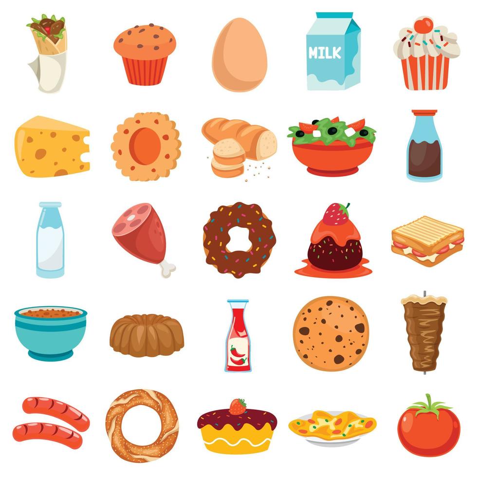 Set Of Various Delicious Foods vector