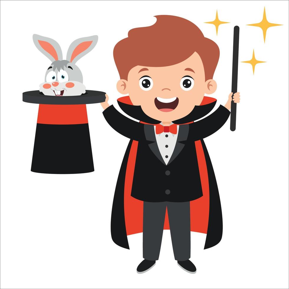 Cartoon Drawing Of A Magician vector