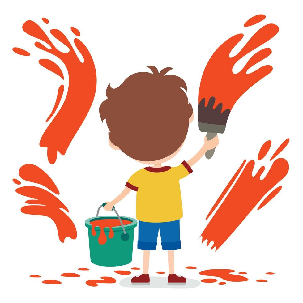 Funny Kid Coloring And Painting vector