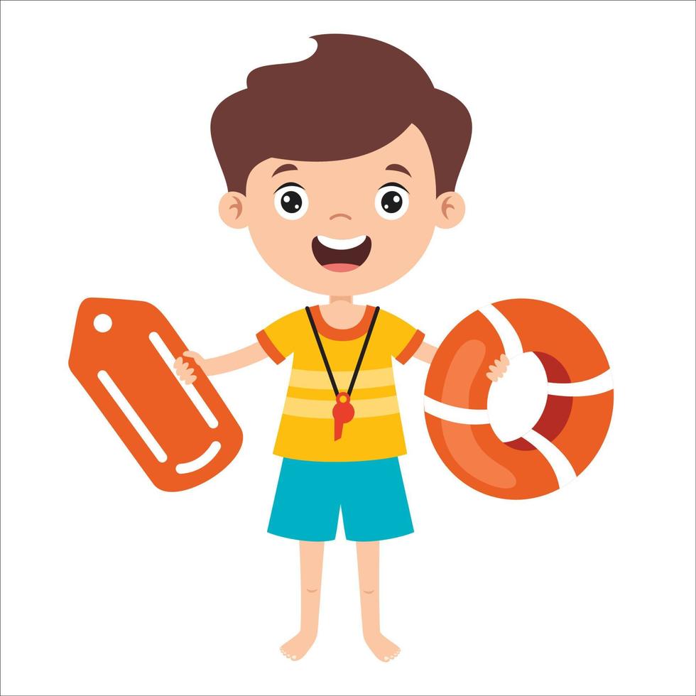 Cartoon Drawing Of A Lifeguard vector