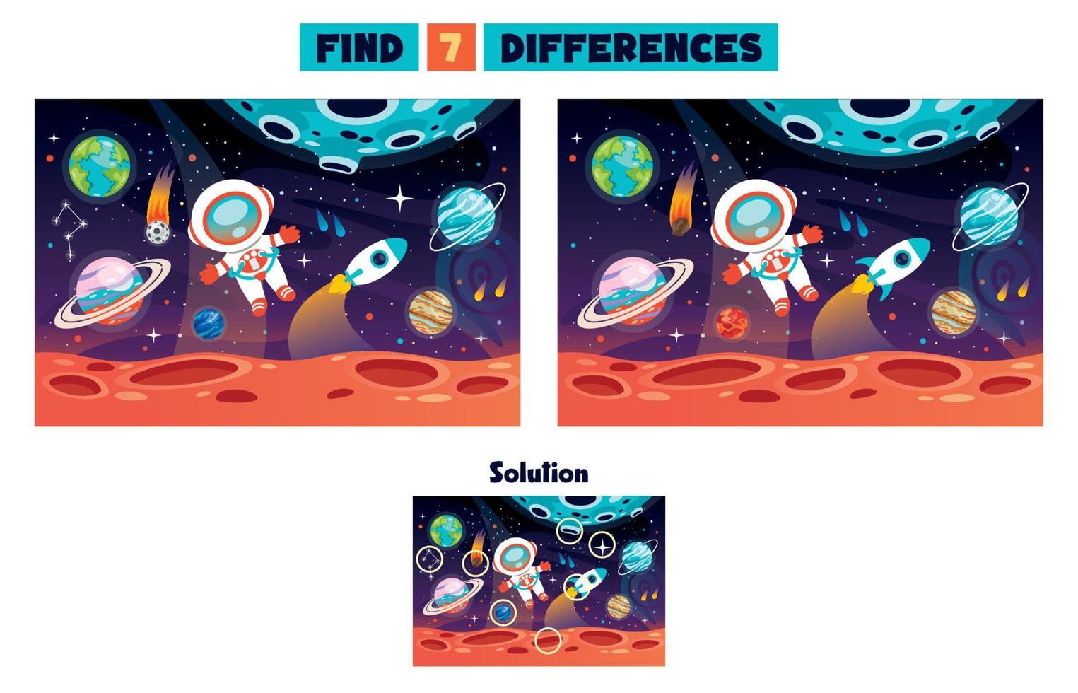 Find Seven Differences Activity For Children vector