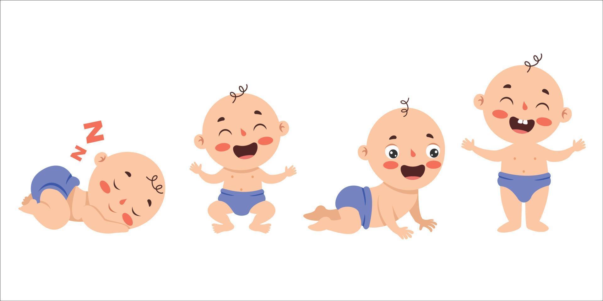 Cartoon Drawing Of A  Newborn Baby Character vector