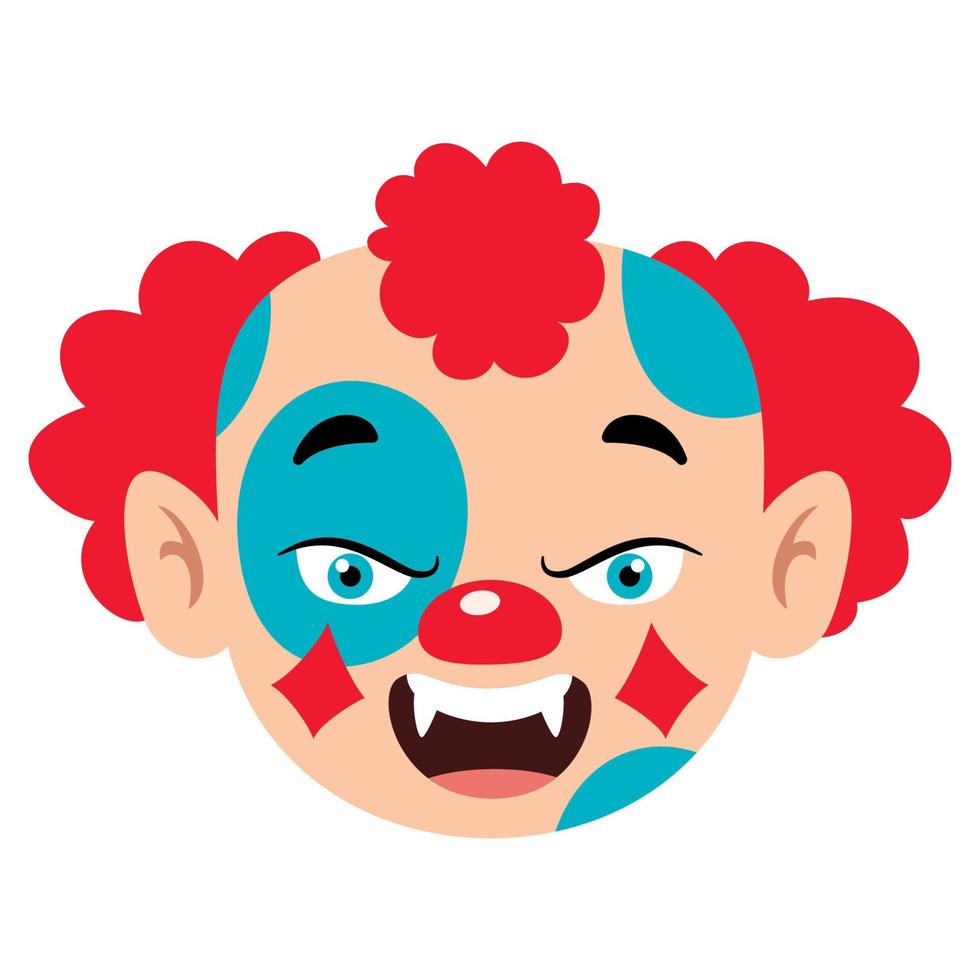 dibujo de dibujos animados de una cara de payaso espeluznante vector