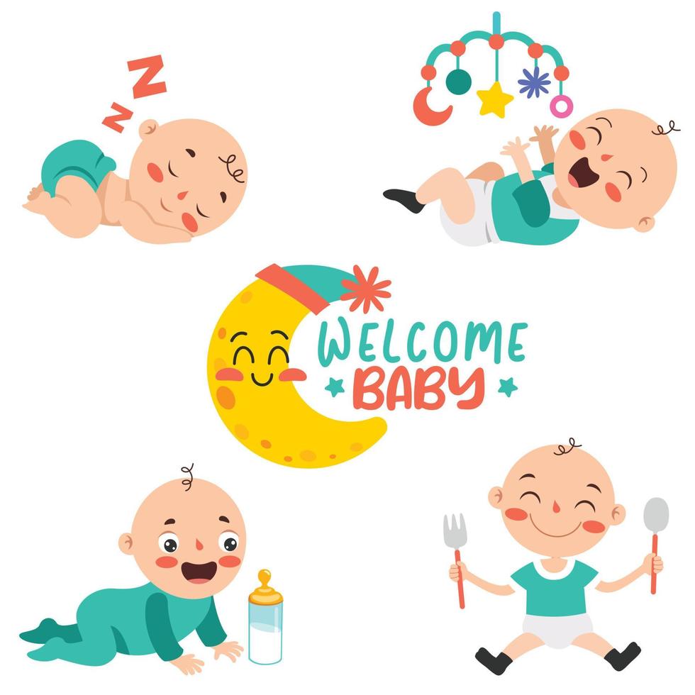 Cartoon Drawing Of A  Newborn Baby Character vector