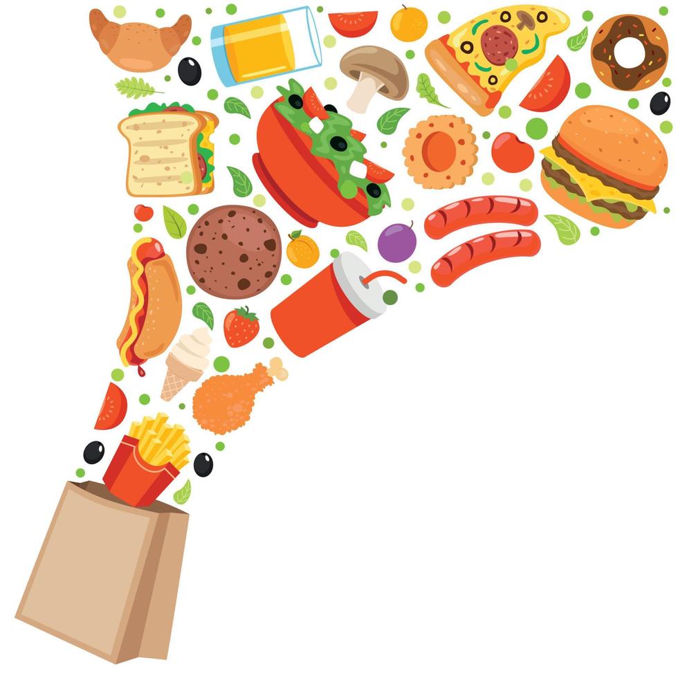 Set Of Various Delicious Foods vector