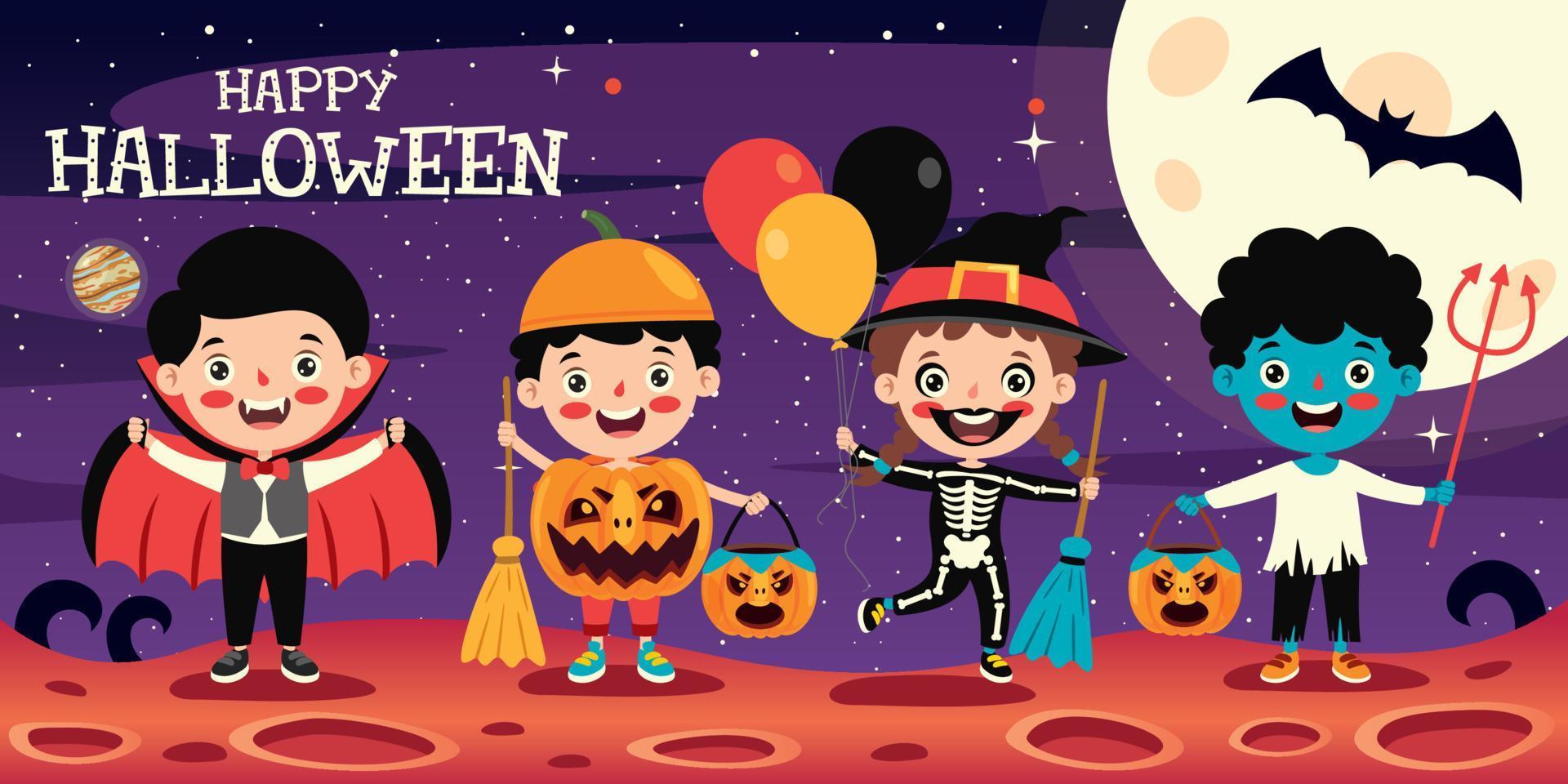 Halloween Concept With Cartoon Character vector