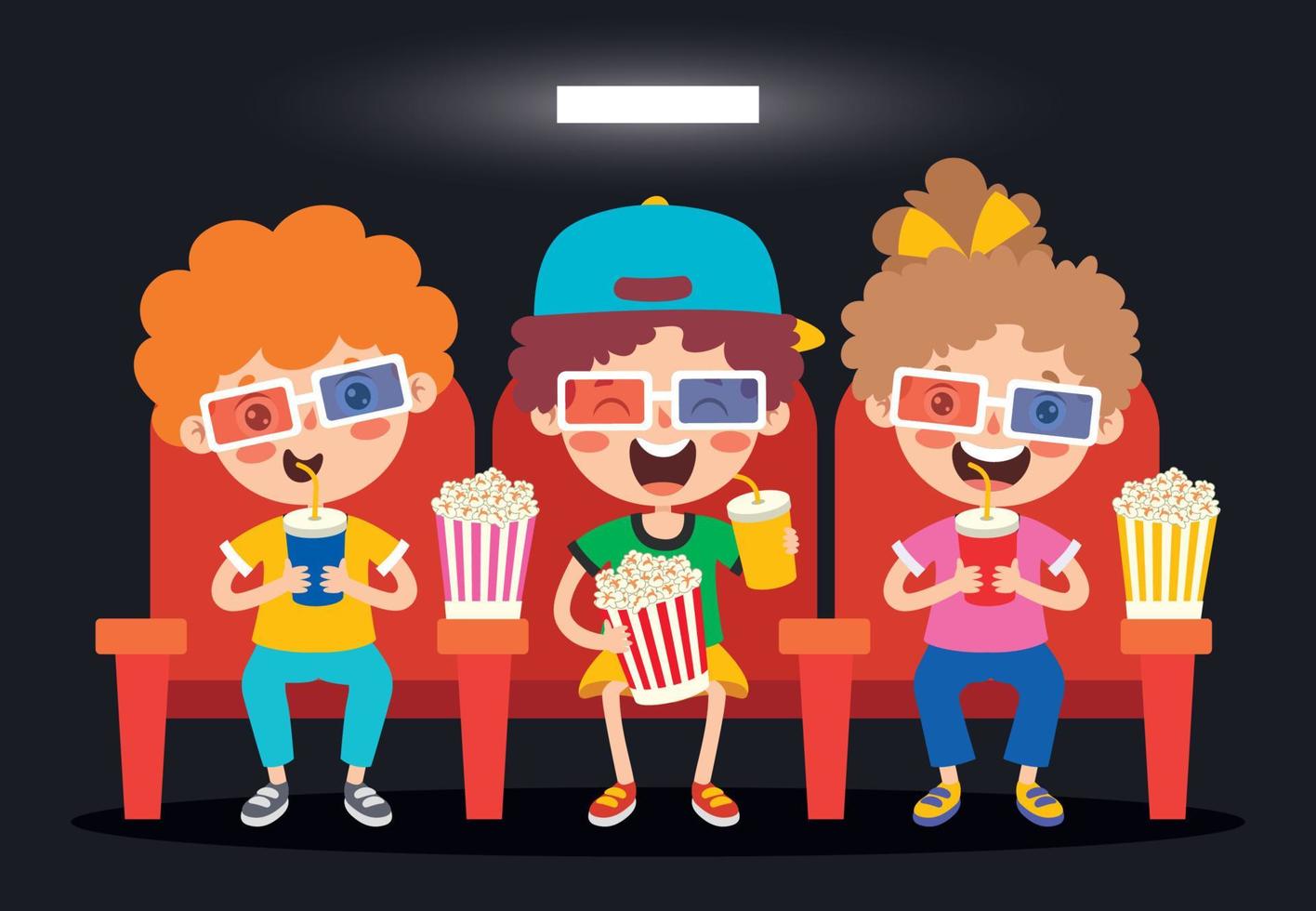 Cinema Concept With Cartoon Character vector