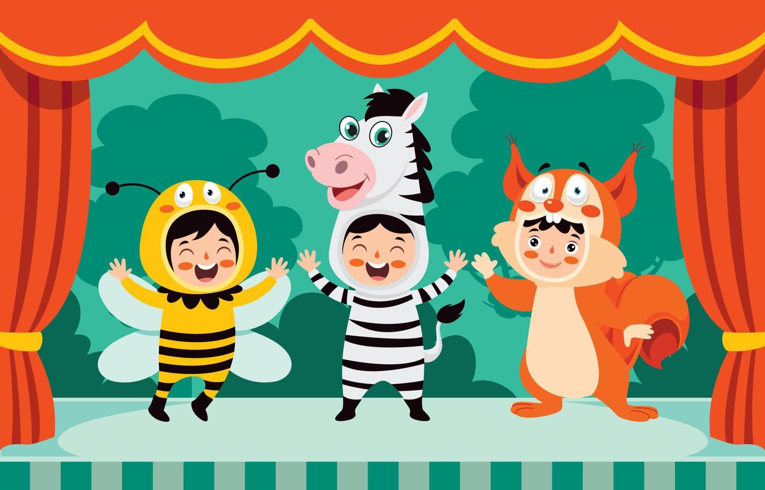 Theater Scene With Cartoon Characters vector