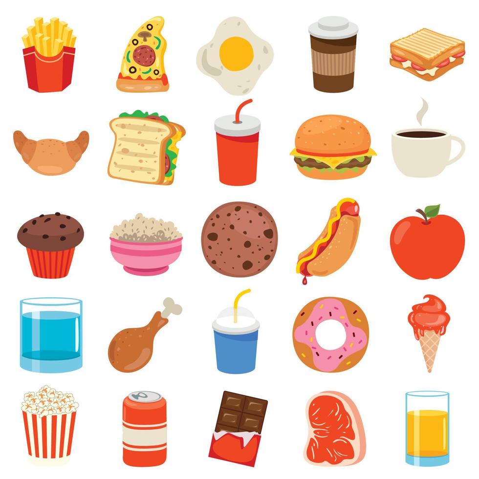 Set Of Various Delicious Foods vector